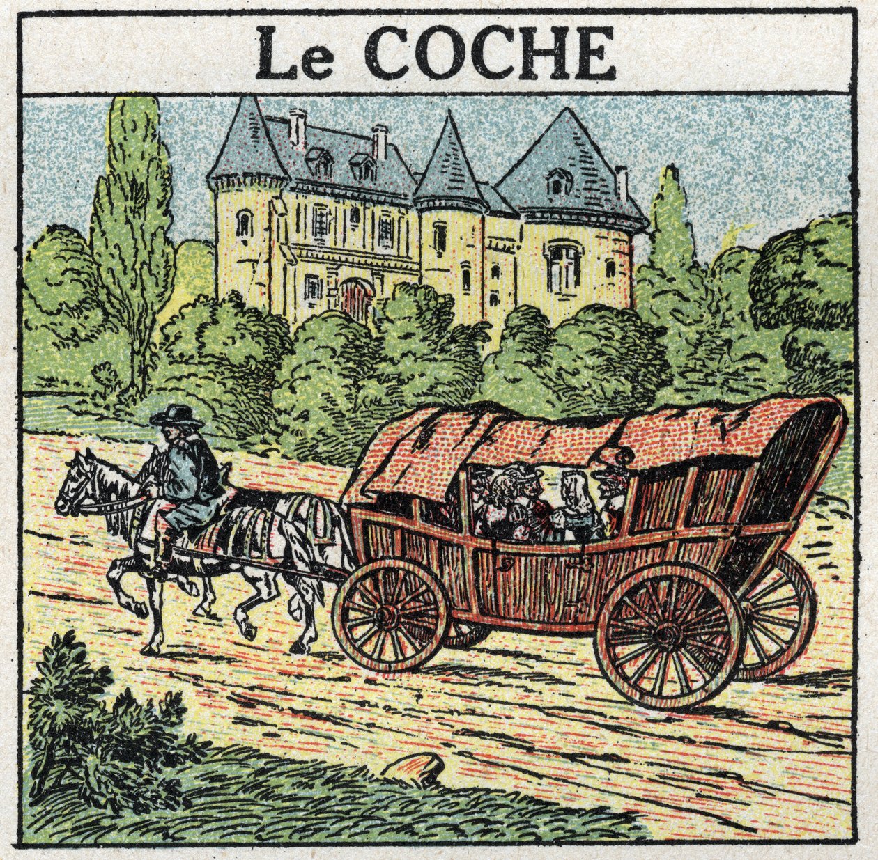 Tracción animal: el tique. Ilustración anónima de 1925. Colección privada. de Anonymous Anonymous
