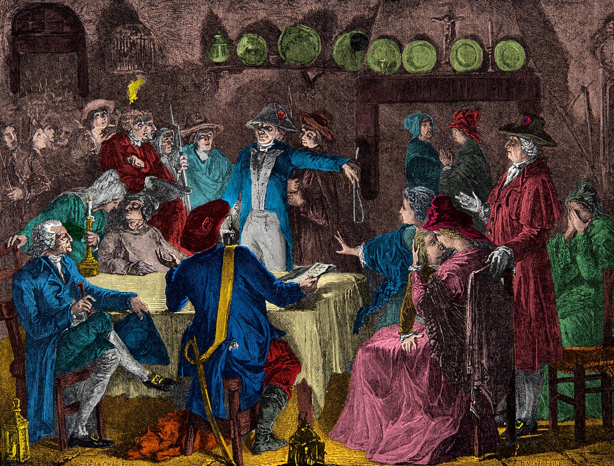 Arresto del rey Luis XVI y la familia real en Varennes en 1791, grabado, colección privada de Anonymous Anonymous