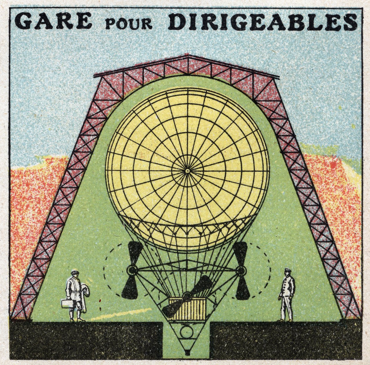 Globos: estación para dirigibles. Ilustración anónima de 1925. Colección privada. de Anonymous Anonymous