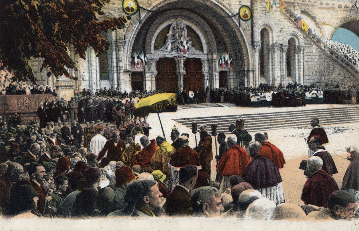 Bendición de los enfermos frente al rosario en Lourdes - Altos Pirineos (65) alrededor de 1900. de Anonymous Anonymous