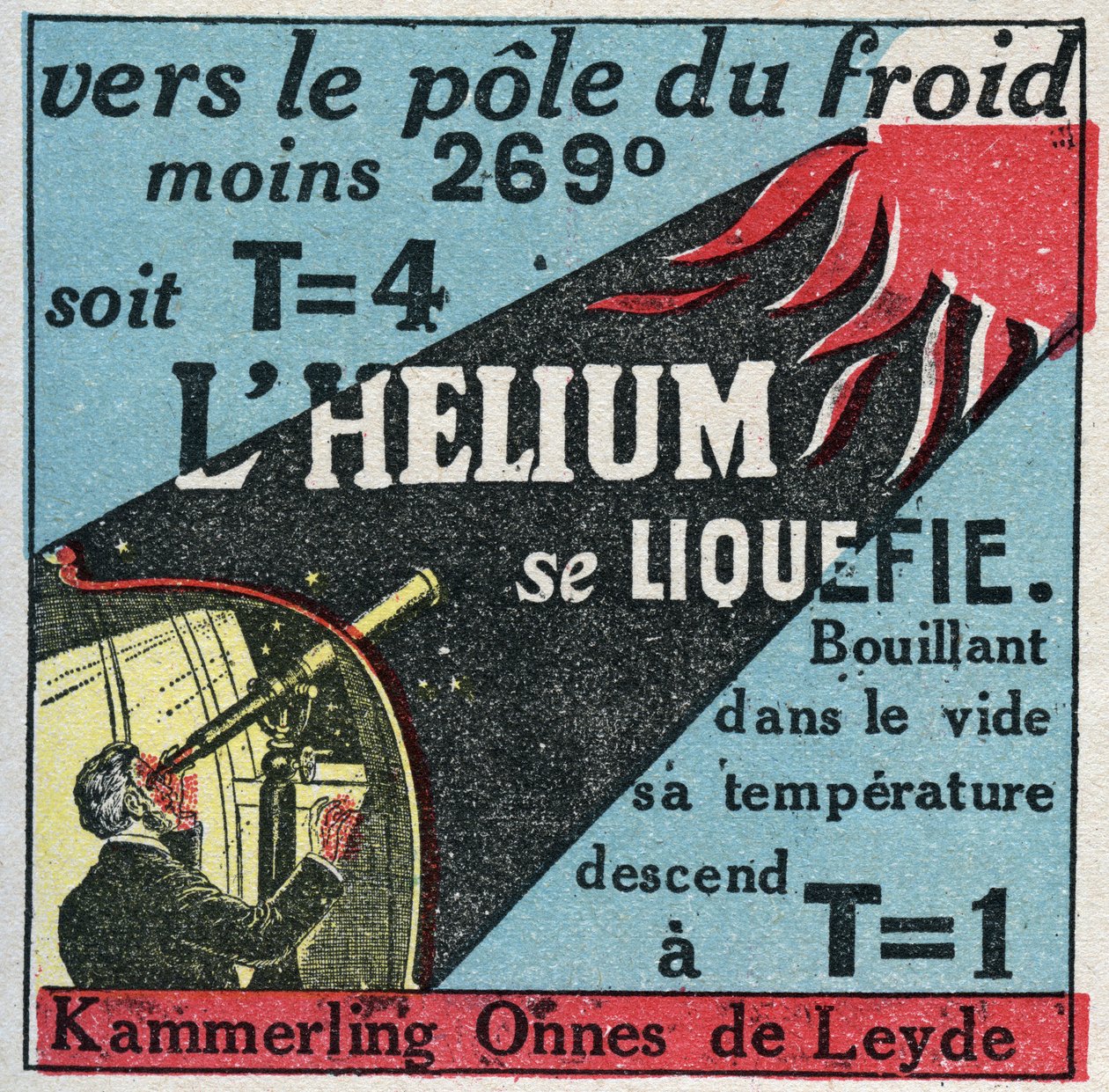 Cambios de estado: vapores. El holandés Heike Kammerlingh Onnes (1853-1926), de Leiden, logró licuar helio en 1908. Ilustración anónima de 1925. Colección privada. de Anonymous Anonymous