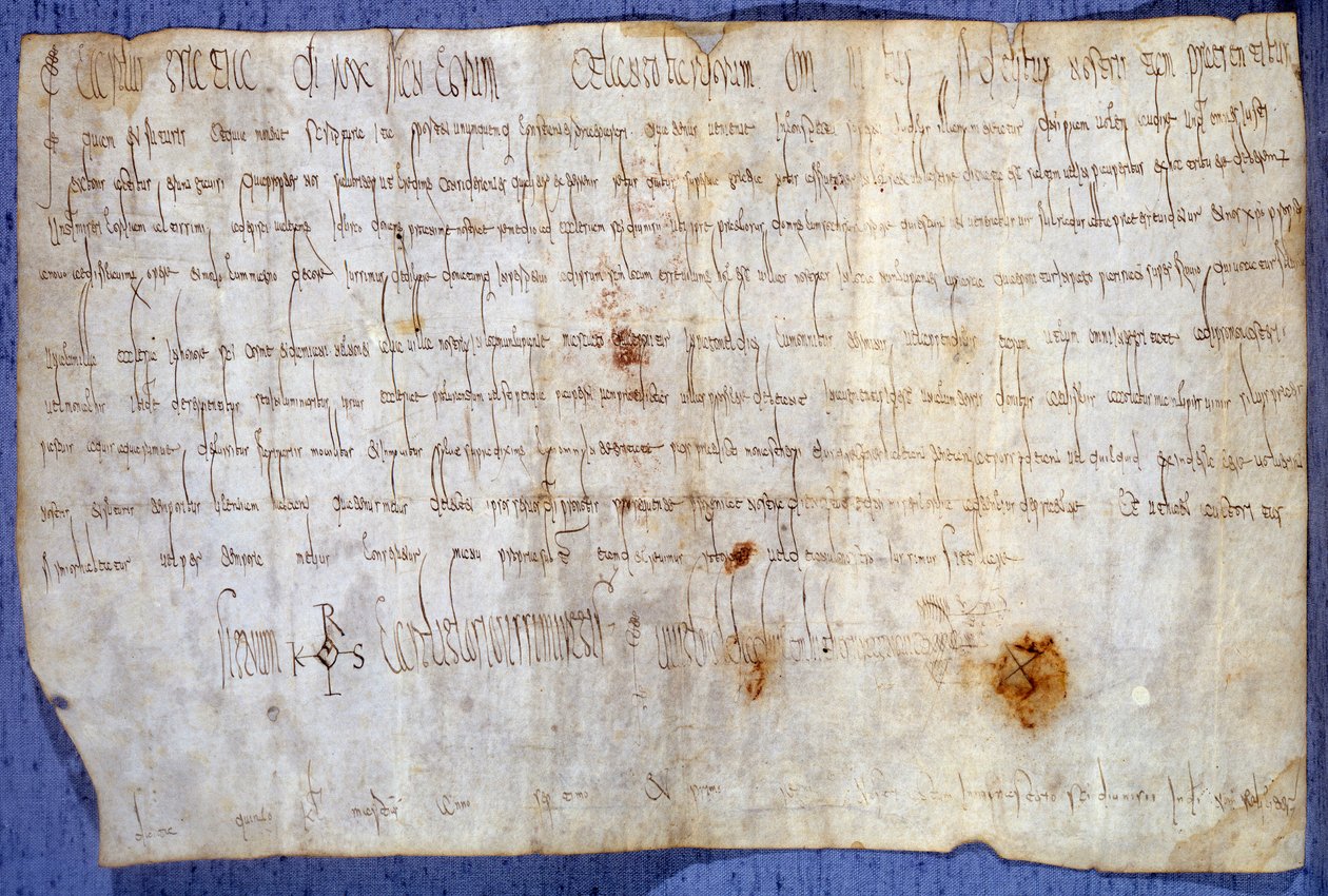 Carta del Rey Carlomagno (Carlos I, Carlos el Grande o Carolus Magnus) (742-814) eximiendo a la abadía de Saint Germain des Pres del impuesto el 27/03/779. París, Archivos Nacionales de Anonymous Anonymous