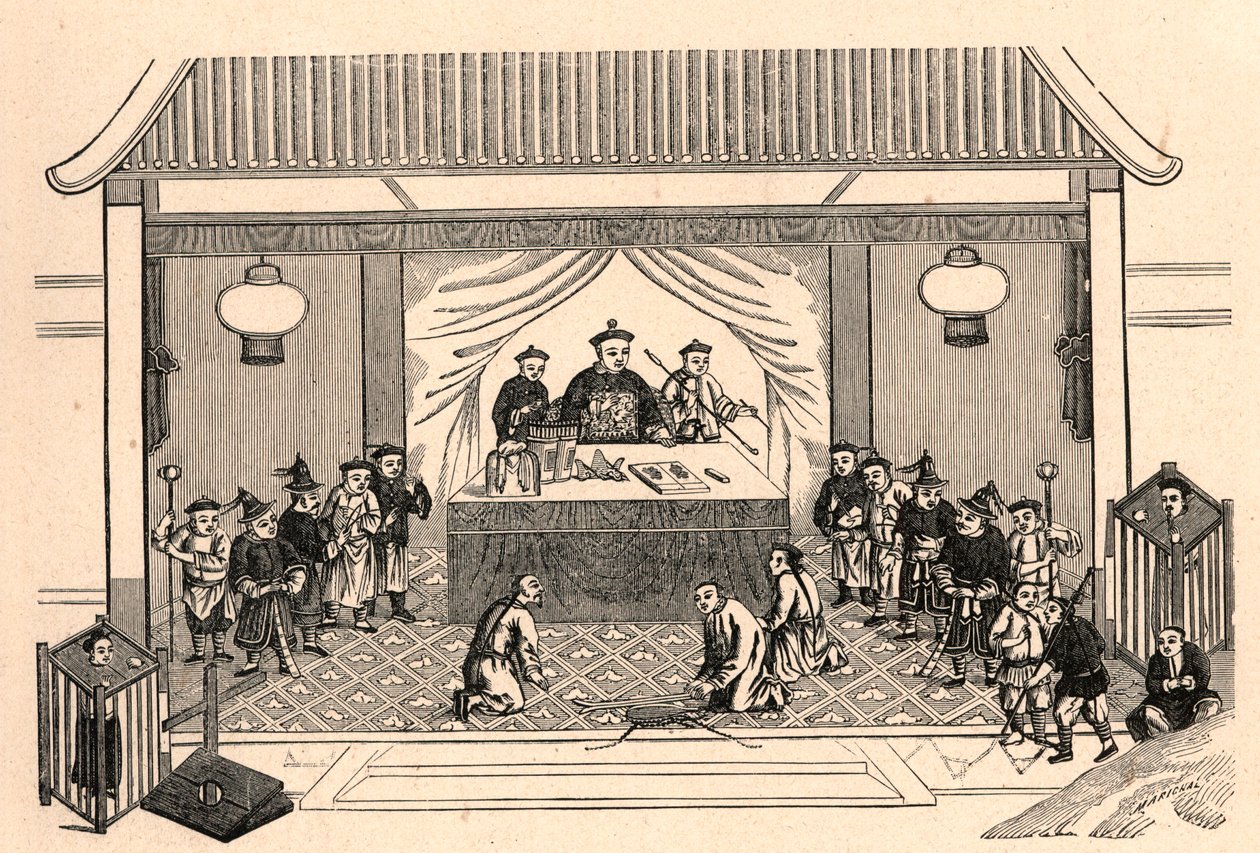 Persecución cristiana: preparativos para el martirio del sacerdote misionero francés Augustus Chapdelaine (1814-1856) en Sy-lin-hien (Sy lin hien) en China el 27 de febrero. de Anonymous Anonymous