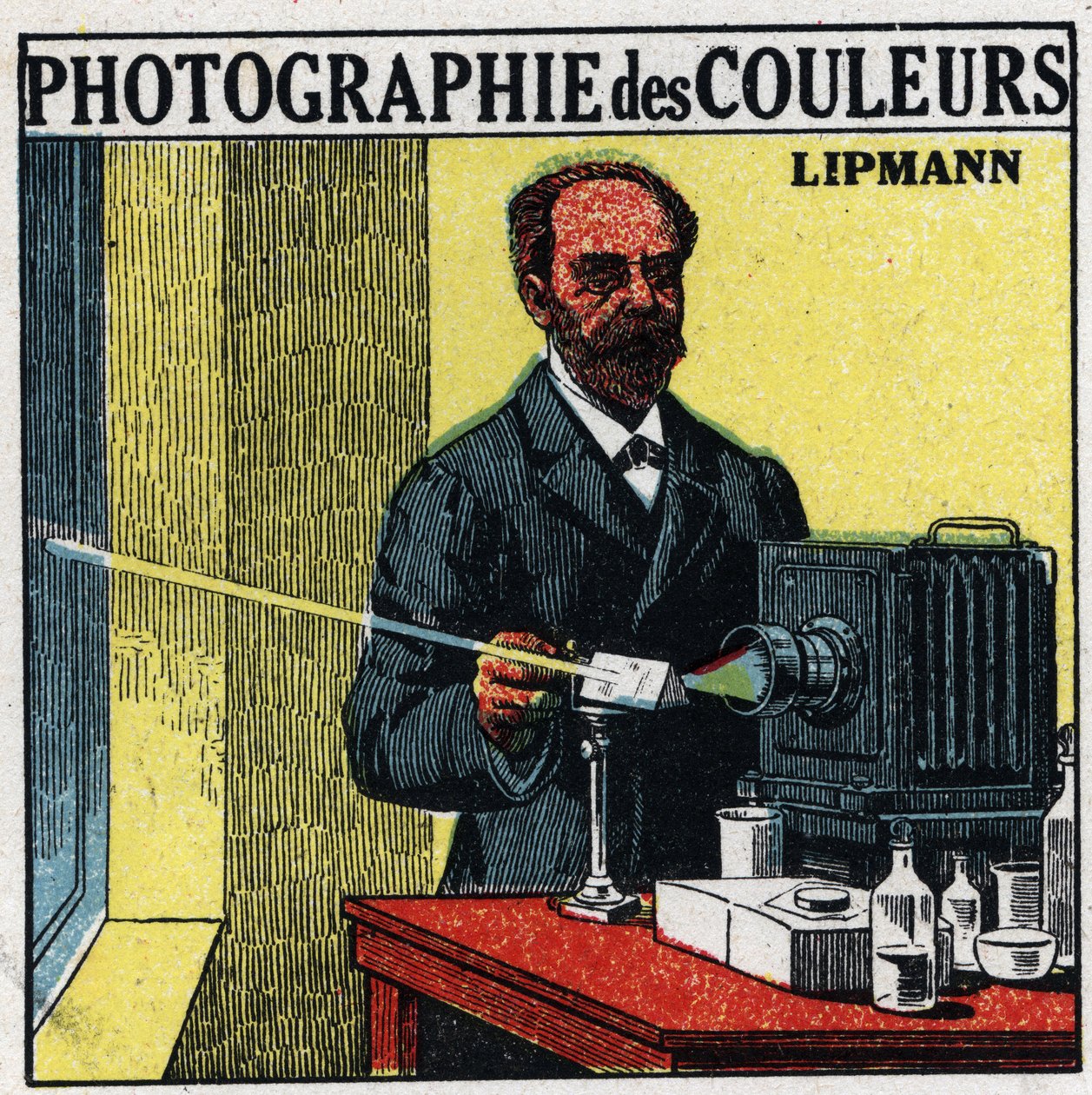 Fotografía en color: el proceso inventado por Gabriel Lippmann (1845-1921) en 1891. Ilustración anónima de 1925. Colección privada. de Anonymous Anonymous