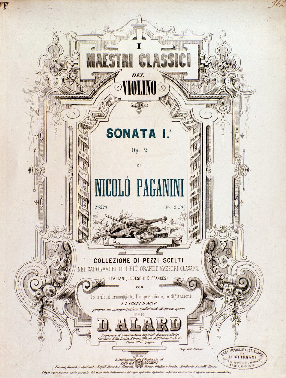 Portada de partitura de Sonata 1, op 2 de N Paganini de Anonymous Anonymous
