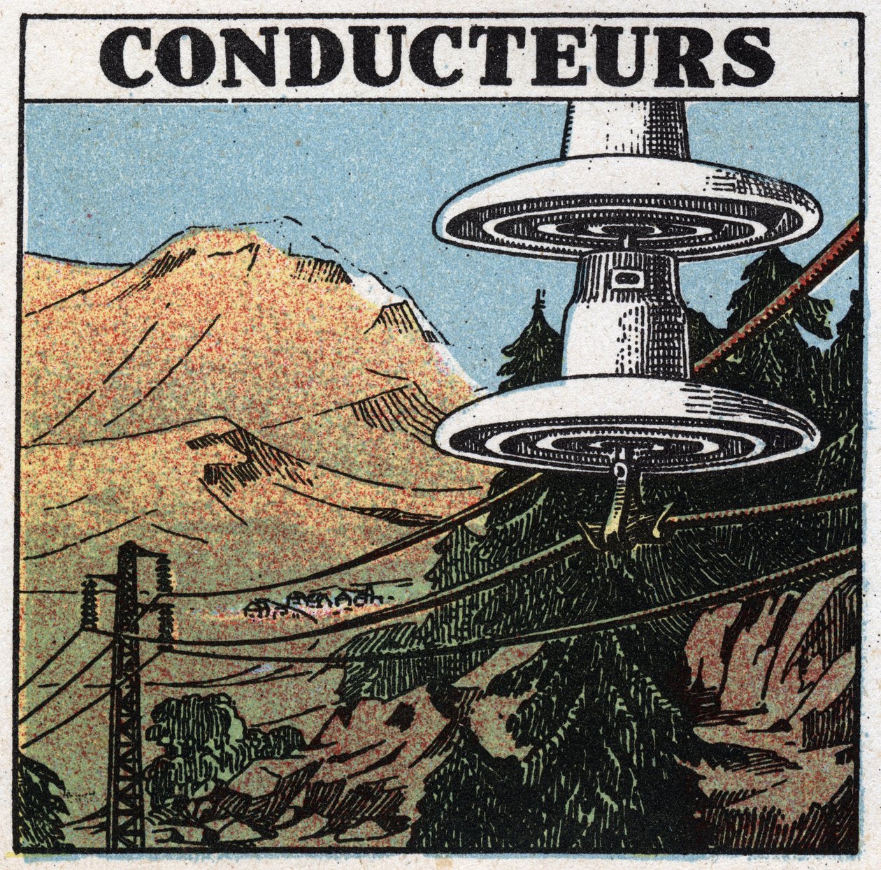 Fenómenos eléctricos: conductores de electricidad. Ilustración anónima de 1925. Colección privada. de Anonymous Anonymous