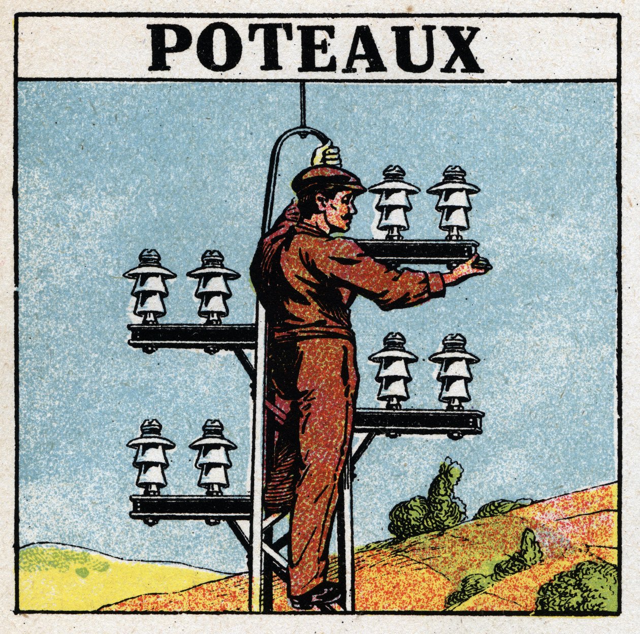 Tuberías eléctricas: postes eléctricos. Ilustración anónima de 1925. Colección privada. de Anonymous Anonymous