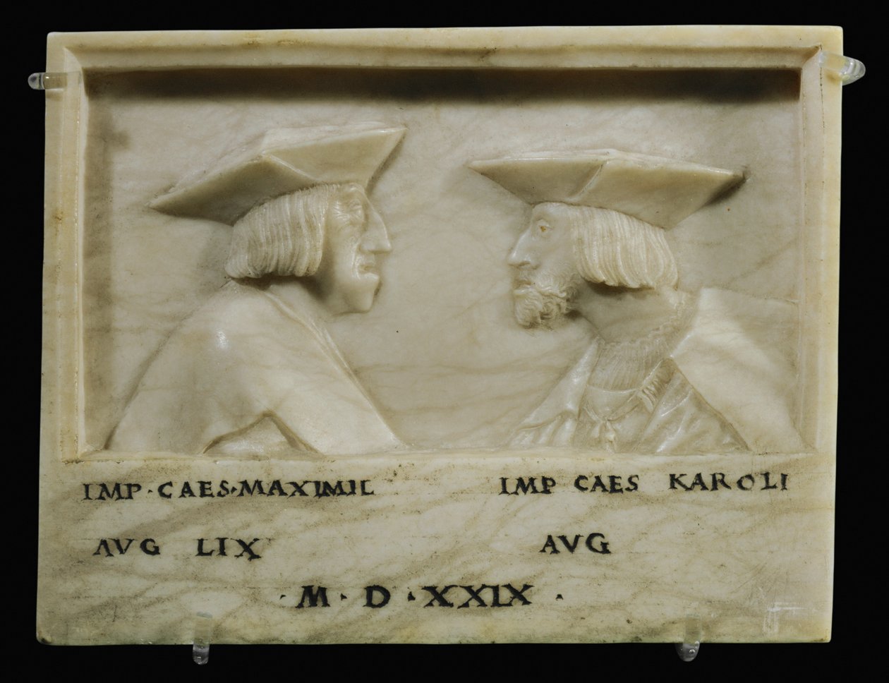 El emperador Maximiliano I y su nieto el emperador Carlos V ... (alabastro) de Anonymous Anonymous