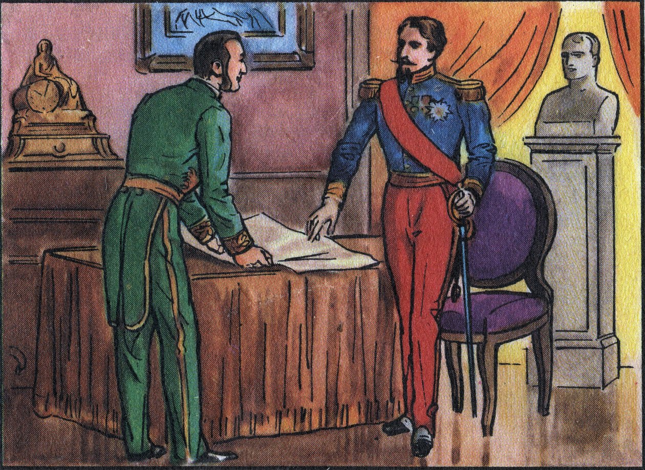 Emperador Napoleón III (1808-1873) con el Barón Georges Haussmann (1809-1891) Ilustración anónima en “Collection des souverains et chefs d