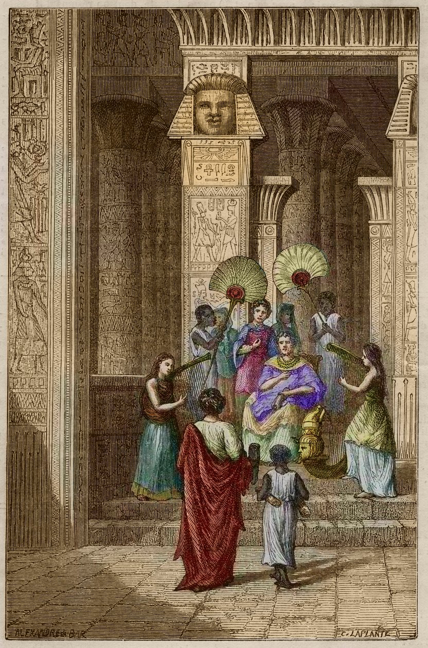 Euclides presentando a Ptolomeo Sóter (Ptolomeo I Sóter) su obra sobre los elementos de geometría - Euclides (325-265 a.C.) matemático griego presentado a Ptolomeo I (360-283 a.C.) Sóter (salvador) sus elementos de geometría - grabado en 