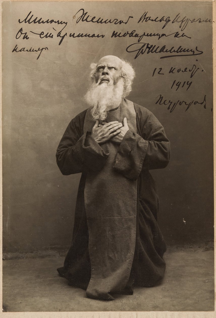 Fedor Chaliapine - Feodor Ivanovich Chaliapin (1873-1938) en la ópera Rogneda de Alexander Serov, Anónimo. Fotografía, c. 1914. Colección privada de Anonymous Anonymous