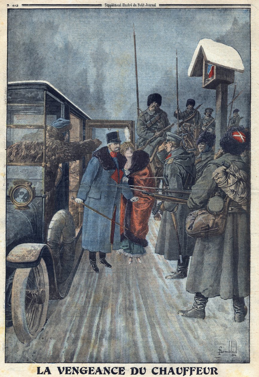 Primera Guerra Mundial 1914-1918. Denunciado por su conductor que quería vengar su maltrato, el general austriaco Skarbonovich es hecho prisionero en un campo ruso. En “Le Petite Journal”, el 20/02/1916. Colección privada de Anonymous Anonymous