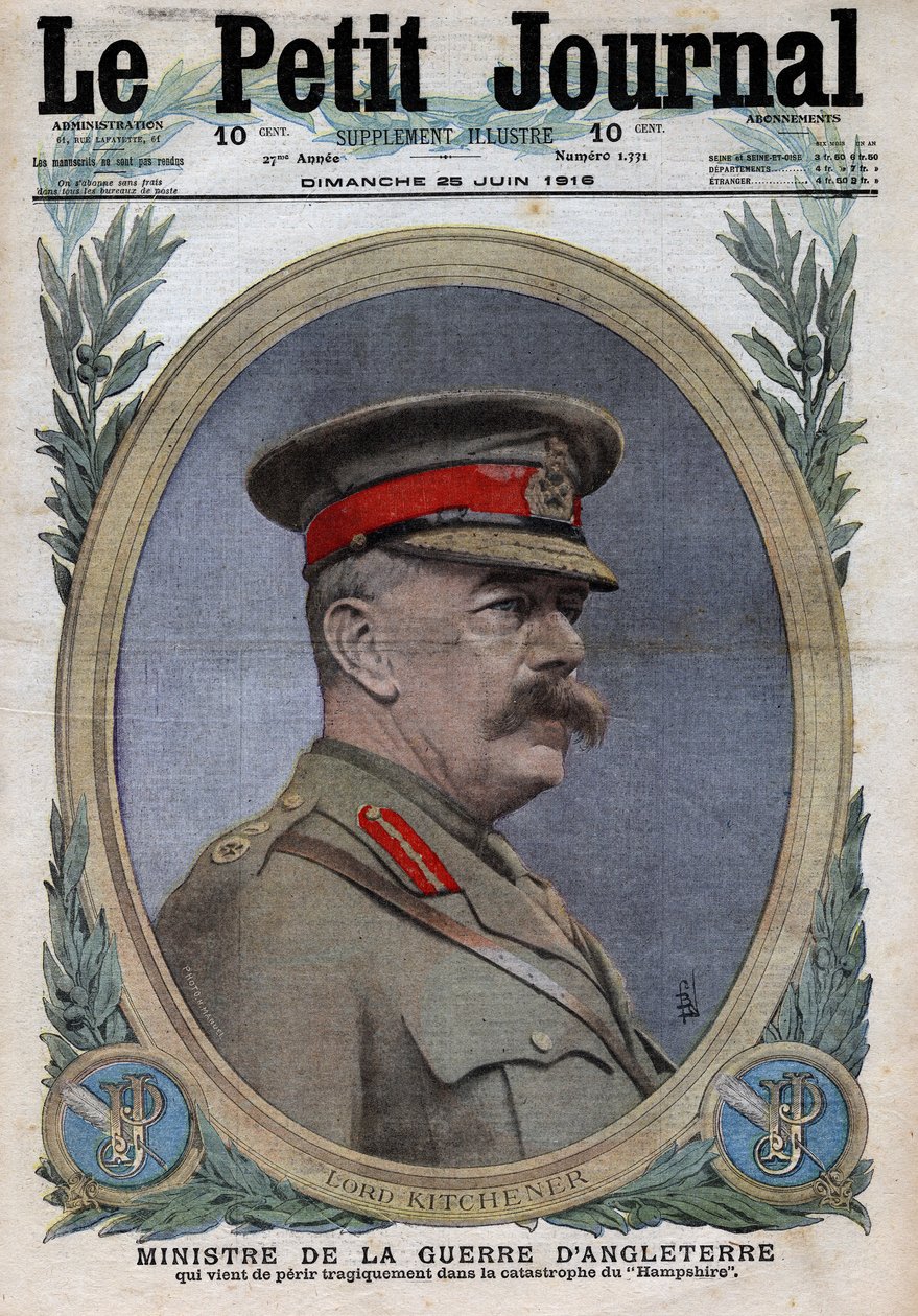 Primera Guerra Mundial 1914-1918. Retrato del Ministro de Guerra en Inglaterra Horatio Herbert Kitchener (1850-1916). En 