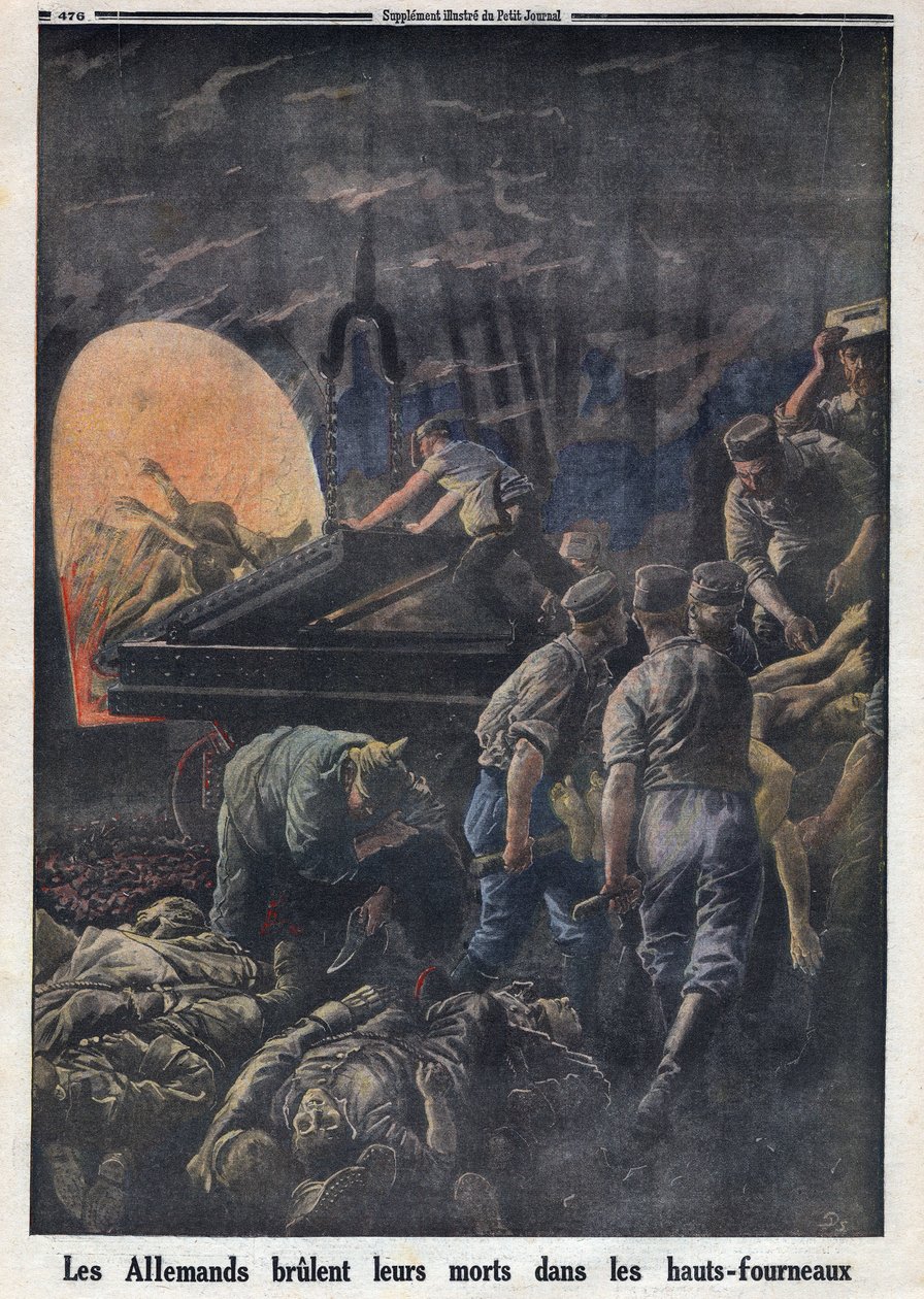 Primera Guerra Mundial 1914-1918. Los alemanes queman soldados muertos en los hornos. En “Le Petite Journal”, el 23/04/1916. Colección privada de Anonymous Anonymous