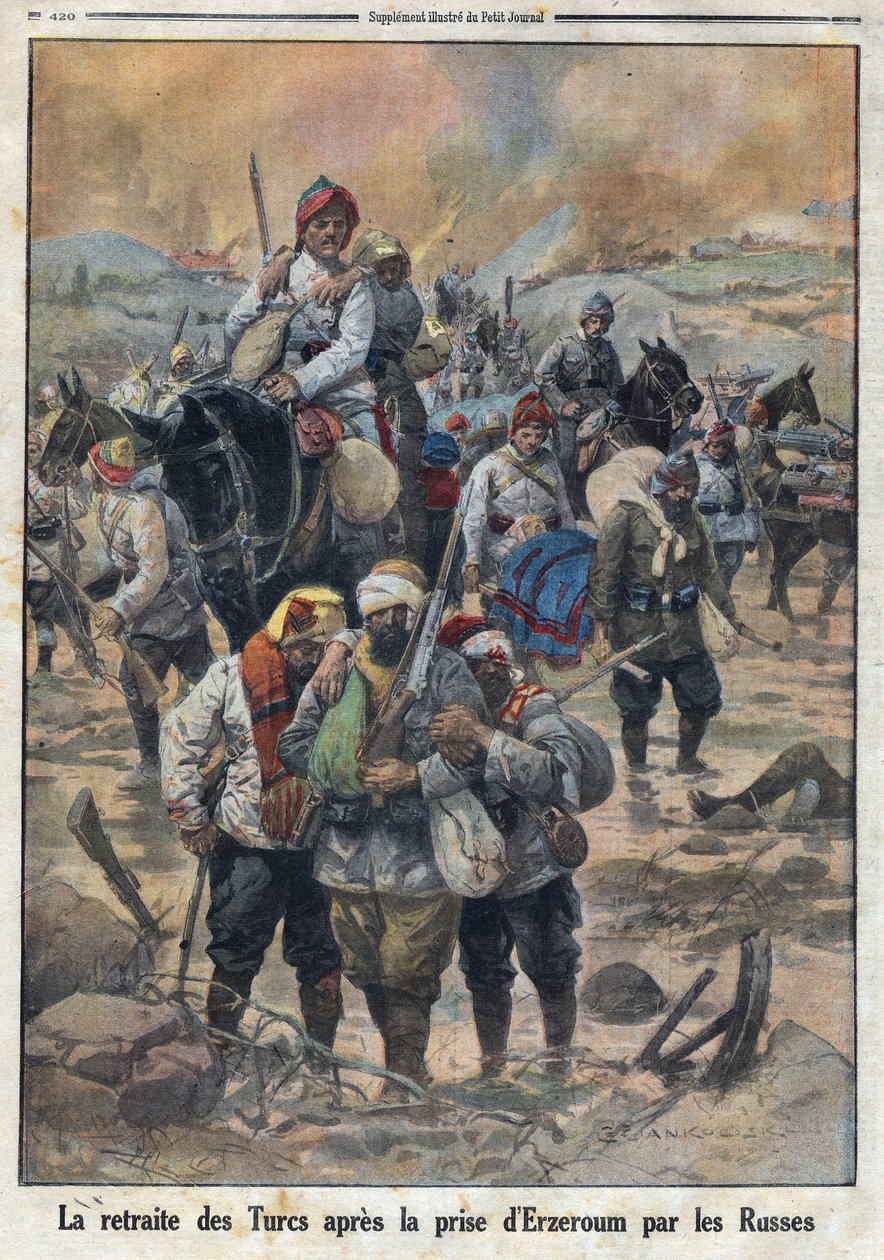 Primera Guerra Mundial 1914-1918. La retirada de los turcos después de que los rusos tomaran Erzerum. En “Le Petite Journal”, el 27/02/1916. Colección privada de Anonymous Anonymous