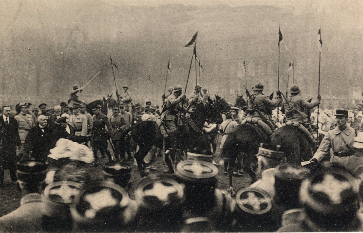 Primera Guerra Mundial 1914-1918: visita del presidente francés Raymond Poincaré (1860-1934) y el presidente del consejo, Georges Clemenceau (1841-1929) a Metz el 8 de diciembre de Anonymous Anonymous