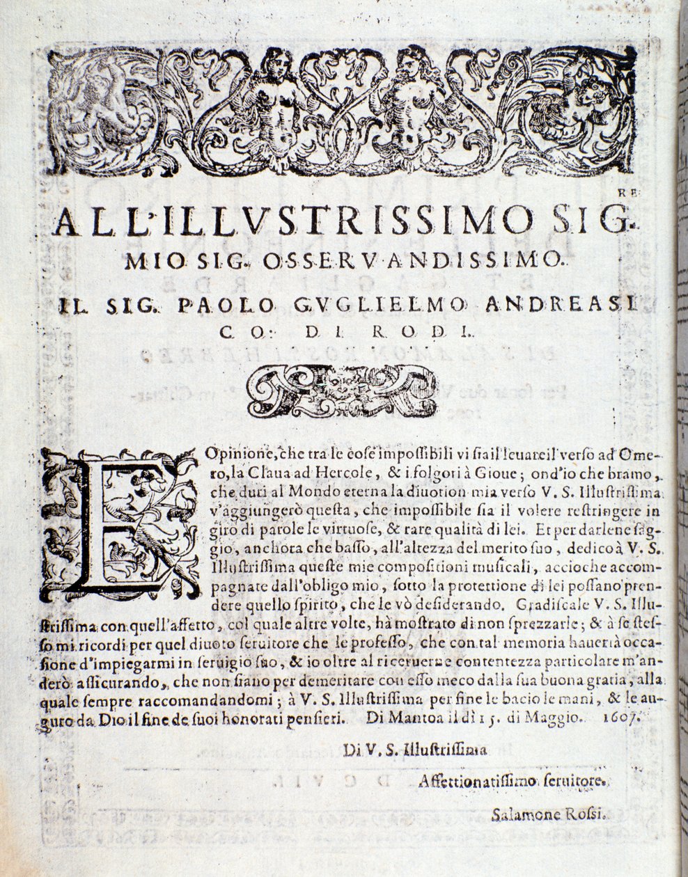 Primera página de Primo libro di sinfonie e gagliarde, de Salomone Rossi de Anonymous Anonymous