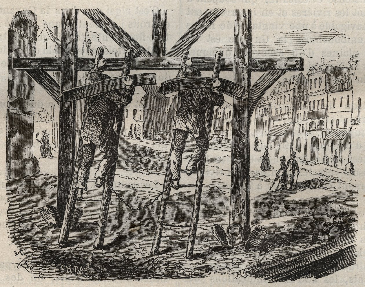 Forzados carpinteros en el Bagne de Toulon en el siglo XIX. Grabado en “Histoire des bagnes depuis leur creación à nos jours” (1877) por Pierre Zaccone (1817-1895). Colección privada. de Anonymous Anonymous