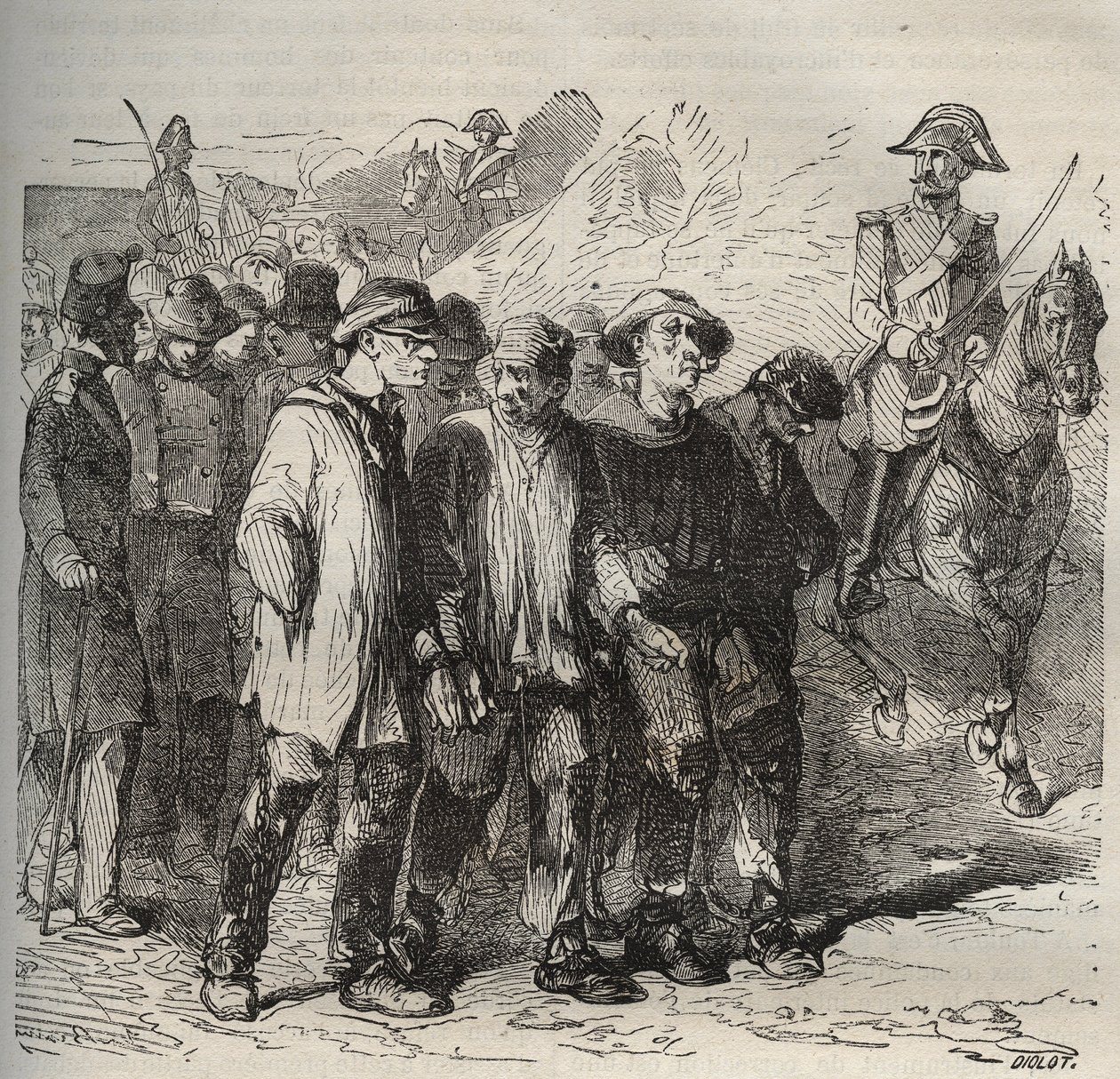 Forzados en marcha en el bagne de Rochefort en el siglo XIX. Grabado en “Histoire des bagnes depuis leur création à nos jours” (1877) de Pierre Zaccone (1817-1895). Colección privada. de Anonymous Anonymous