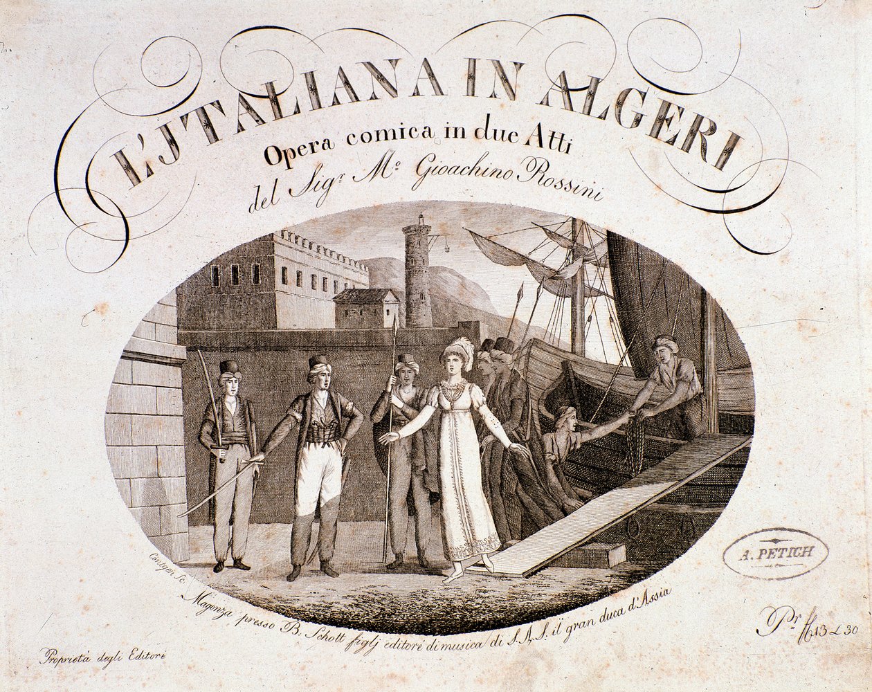 Frontispicio de La Italiana en Argel, ópera de Gioaccino Rossini de Anonymous Anonymous