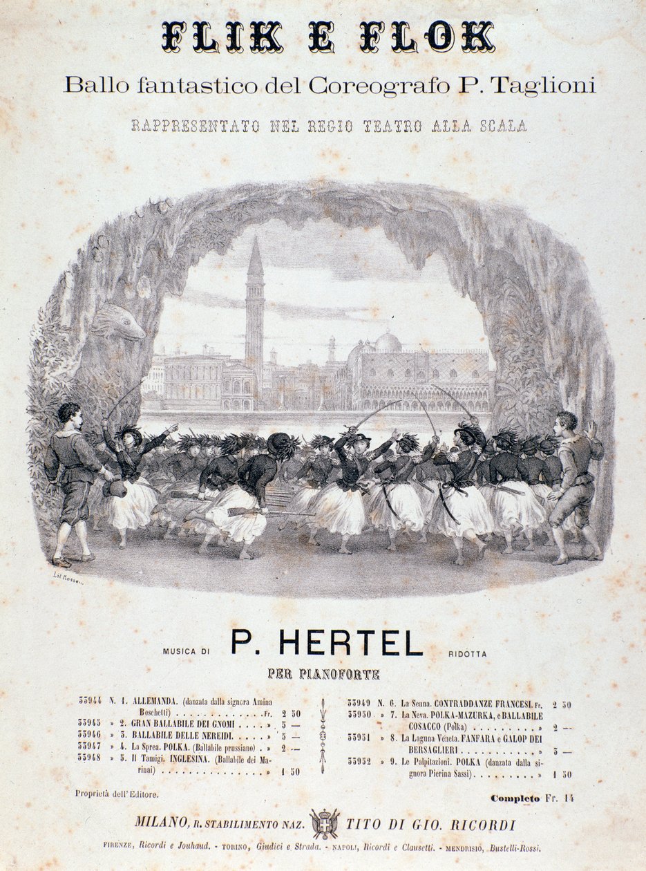 Frontispicio de la partitura musical del ballet Flik e Flok de Filippo Taglioni de Anonymous Anonymous