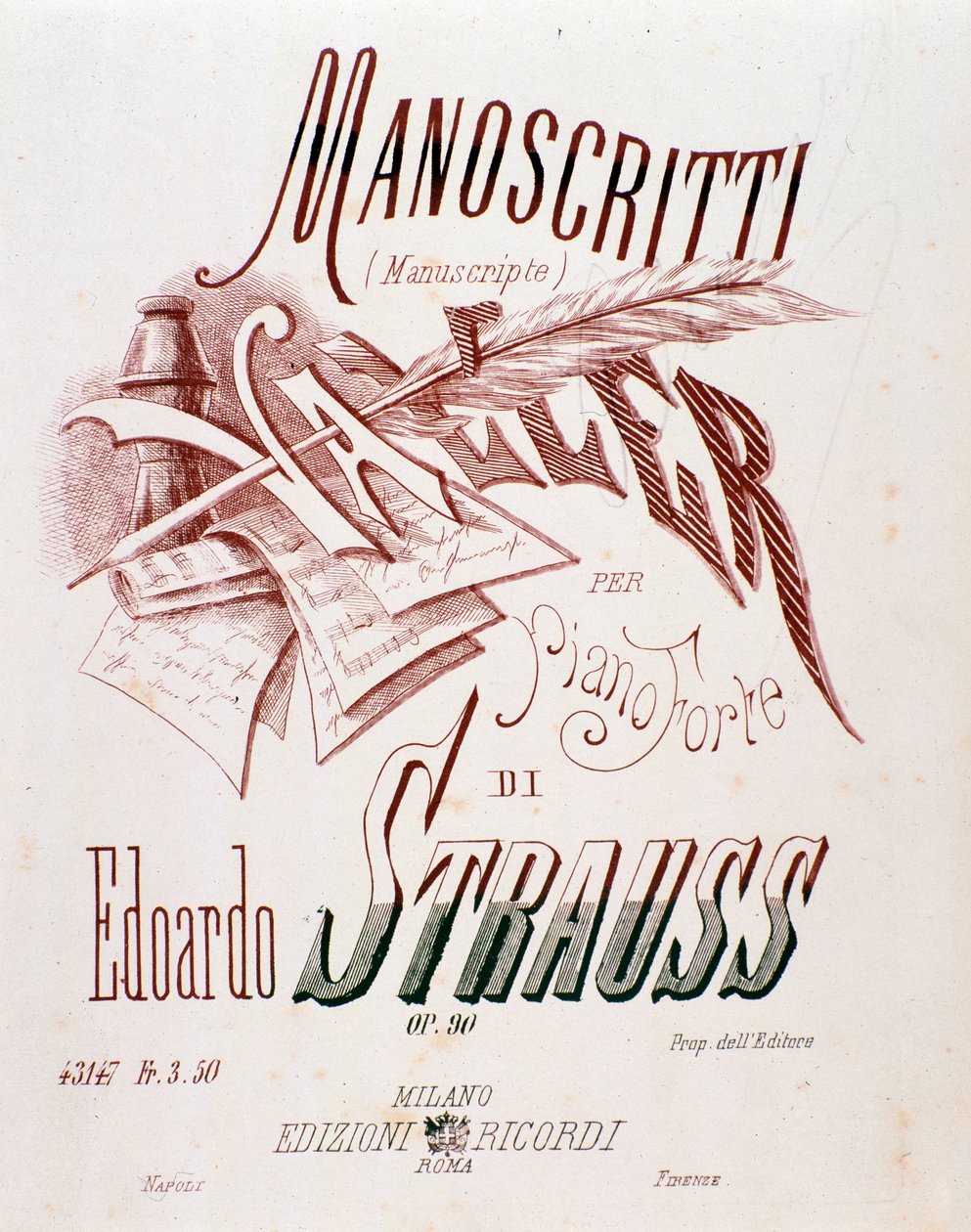 Portada de la partitura musical de Valses para Piano por Eduard Strauss de Anonymous Anonymous