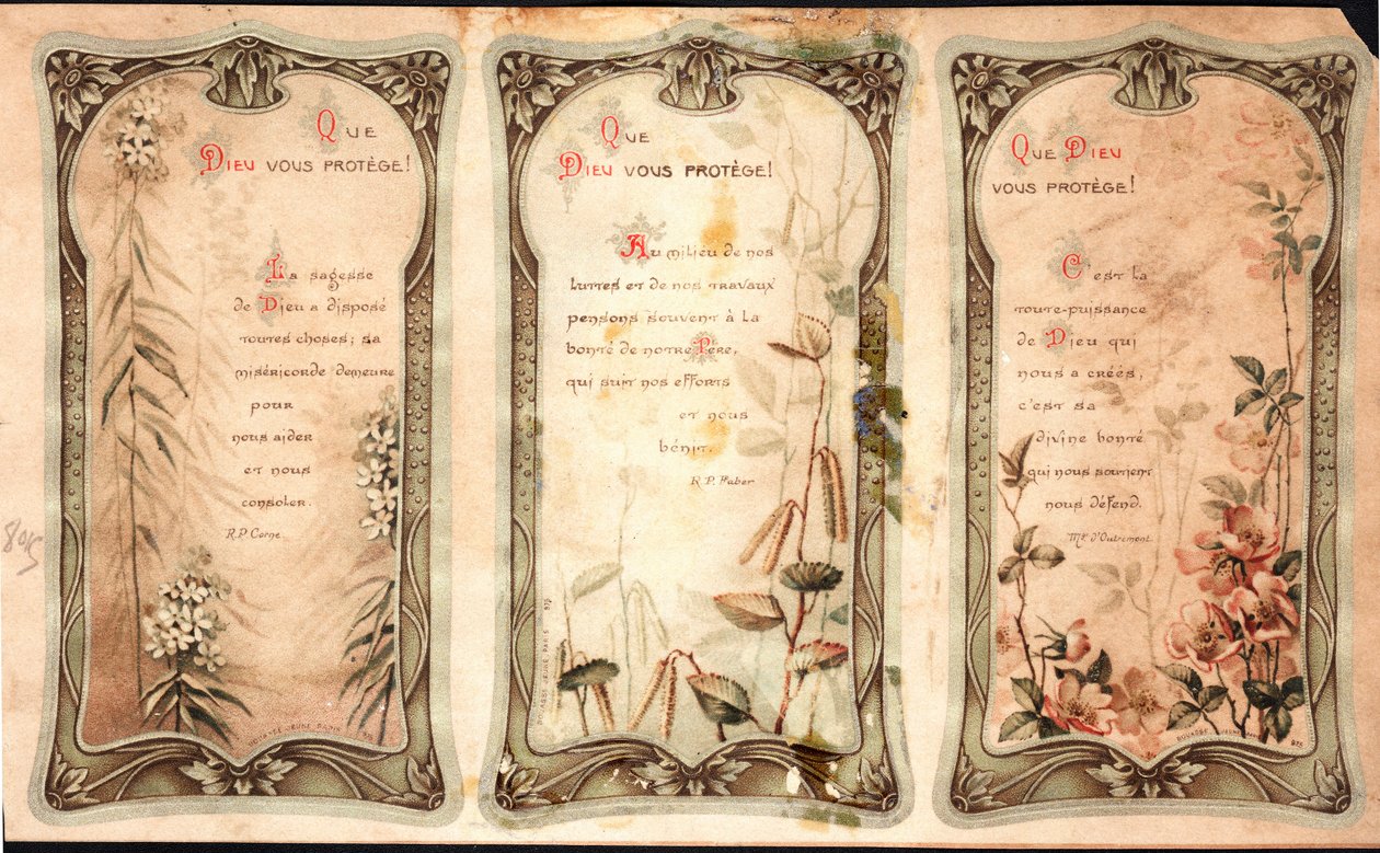 Dios te proteja. Oraciones. Imagen piadosa. Postal. Principios del siglo XX. Colección privada de Anonymous Anonymous