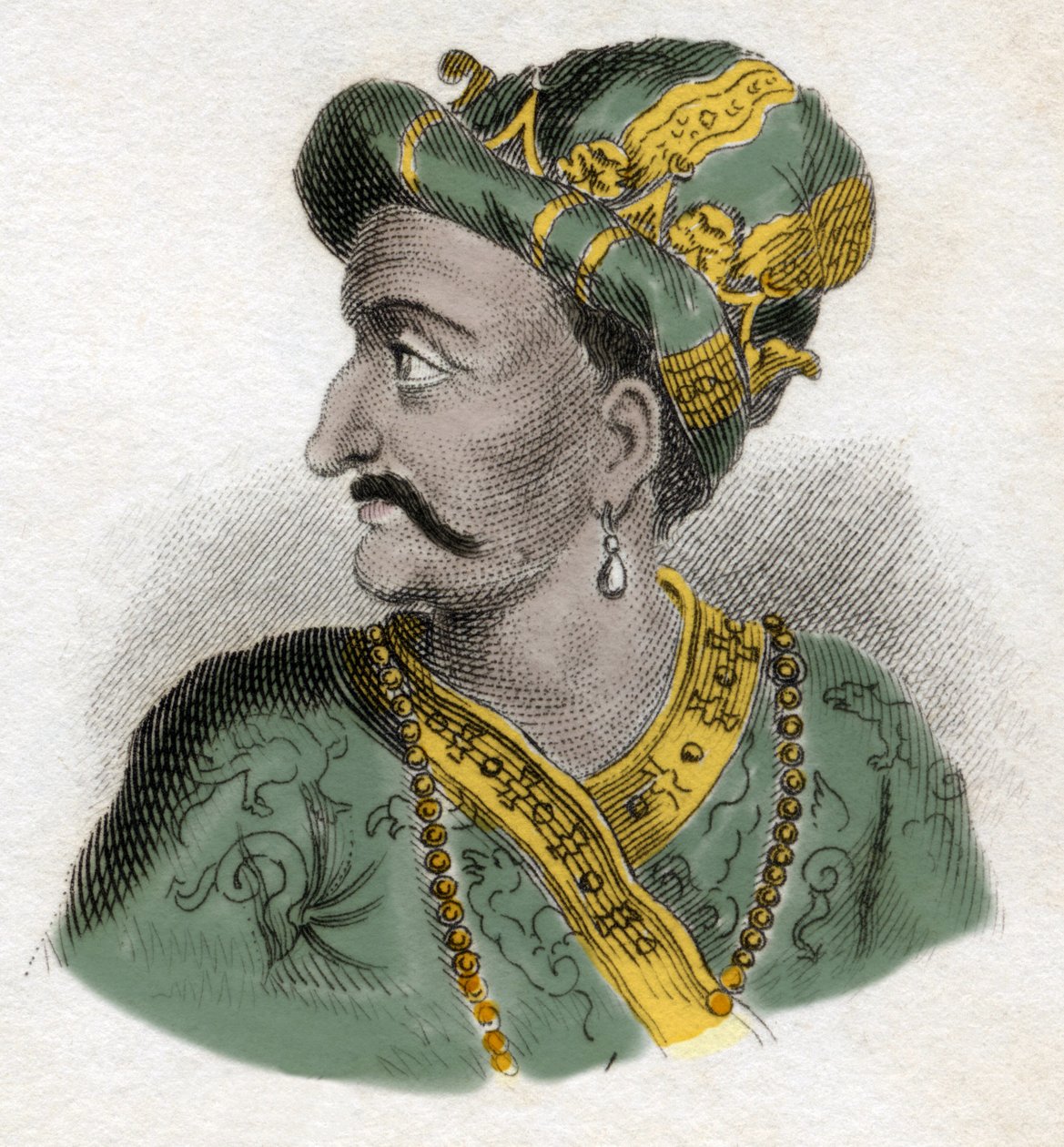 Gran Mogol (probablemente Aurangzeb (1618-1707), también conocido como Alamgir) (Abu Muzaffar Muhiuddin Muhammad Aurangzeb Alamgir) - Grabado del siglo XIX - Milanés de Anonymous Anonymous