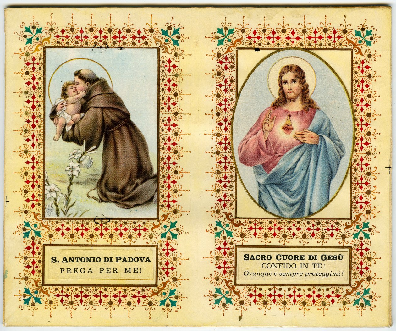 Imagen sagrada: San Antonio de Padua y Jesús con el sagrado corazón (impresión) de Anonymous Anonymous