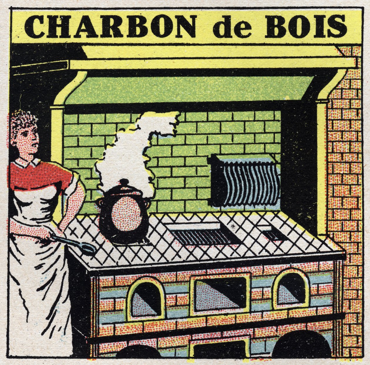 Calefacción doméstica: usos del carbón en una estufa. Ilustración anónima de 1925. Colección privada. de Anonymous Anonymous