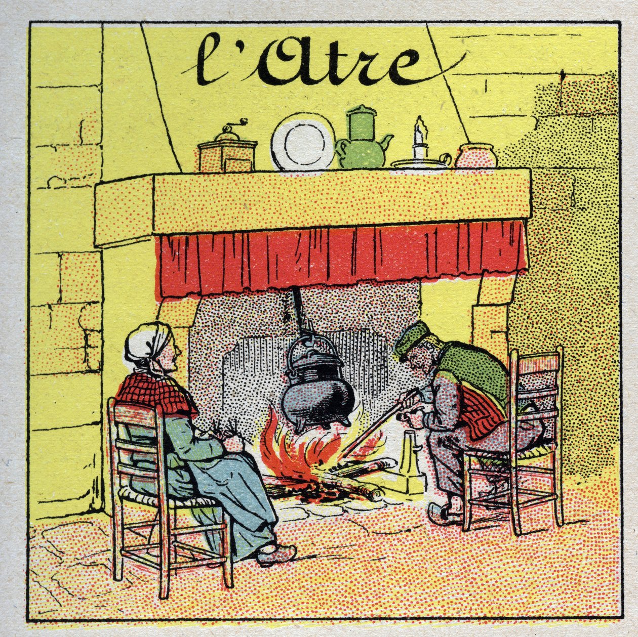 Calefacción del hogar: la chimenea. Ilustración anónima de 1925. Colección privada. de Anonymous Anonymous