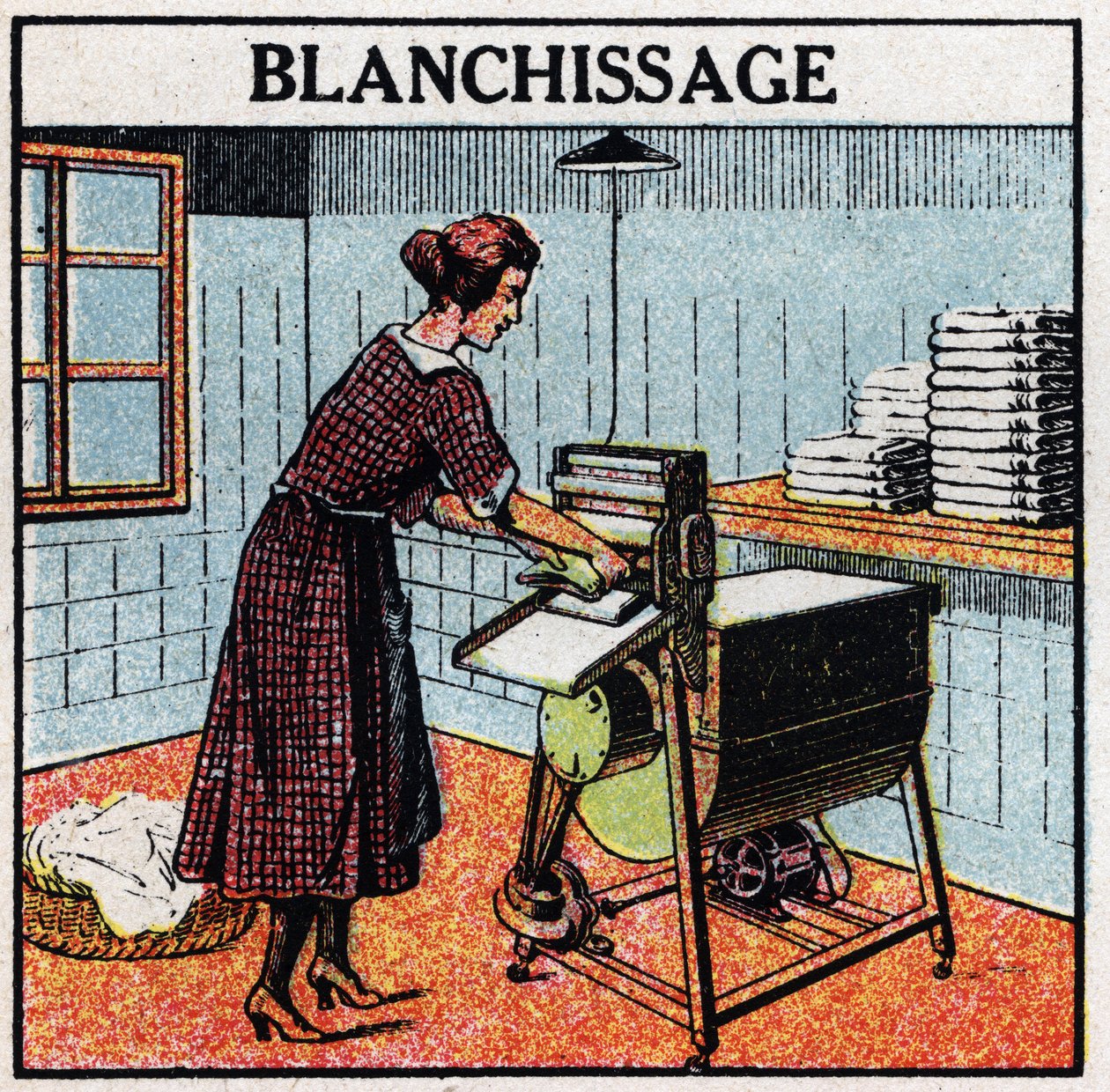Usos domésticos de la electricidad: encalado. Ilustración anónima de 1925. Colección privada. de Anonymous Anonymous