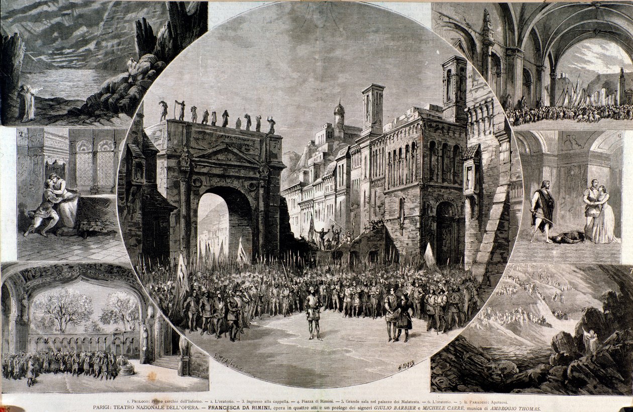 Ilustración para Francesca da Rimini, ópera de Ambroise Thomas de Anonymous Anonymous