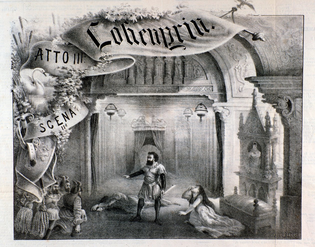 Ilustración para la escena 2, acto III de Lohengrin, ópera de Wagner de Anonymous Anonymous
