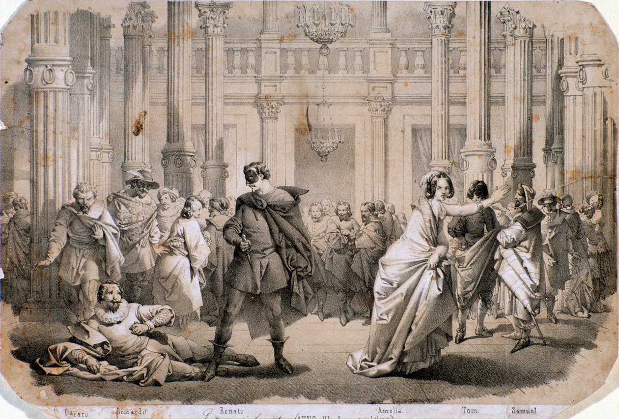 Ilustración de Un baile de máscaras, ópera de Giuseppe Verdi de Anonymous Anonymous