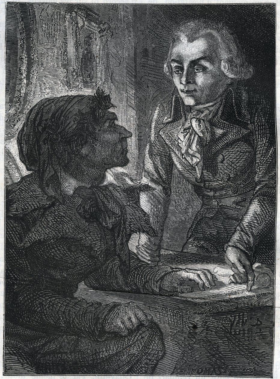 Jean-Paul (Jean Paul) Marat (1743-1793) con Maximilien de Robespierre (1758-1794). Grabado de 1866 en “Histoire de la Révolution française” por Adolphe Thiers. Colección privada. de Anonymous Anonymous