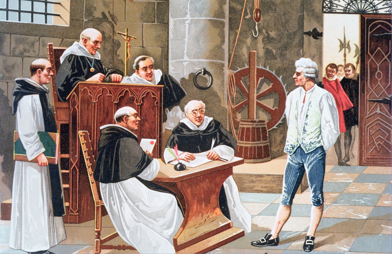Juicio en la Corte de Ginebra del teólogo español Miguel Serveto, condenándolo a la hoguera por herejía en 1553 de Anonymous Anonymous