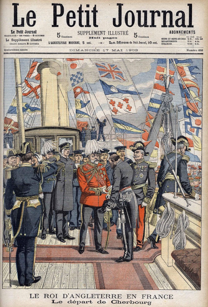 El Rey Eduardo VII dejó Cherburgo después de un viaje a Francia. Le Petit Journal, mayo de 1903 de Anonymous Anonymous