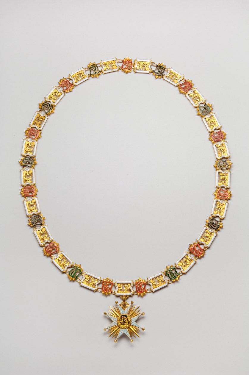 Reino de Baviera - Orden de San Huberto: collar usado por Luitpold, Duque en Baviera (1890-1973) - Finales del siglo XVIII - Oro y esmaltes - Collar: L 122 cm; peso 460 g (incluido el colgante) - Colgante: D 7.5 cm - Colección privada de Anonymous Anonymous