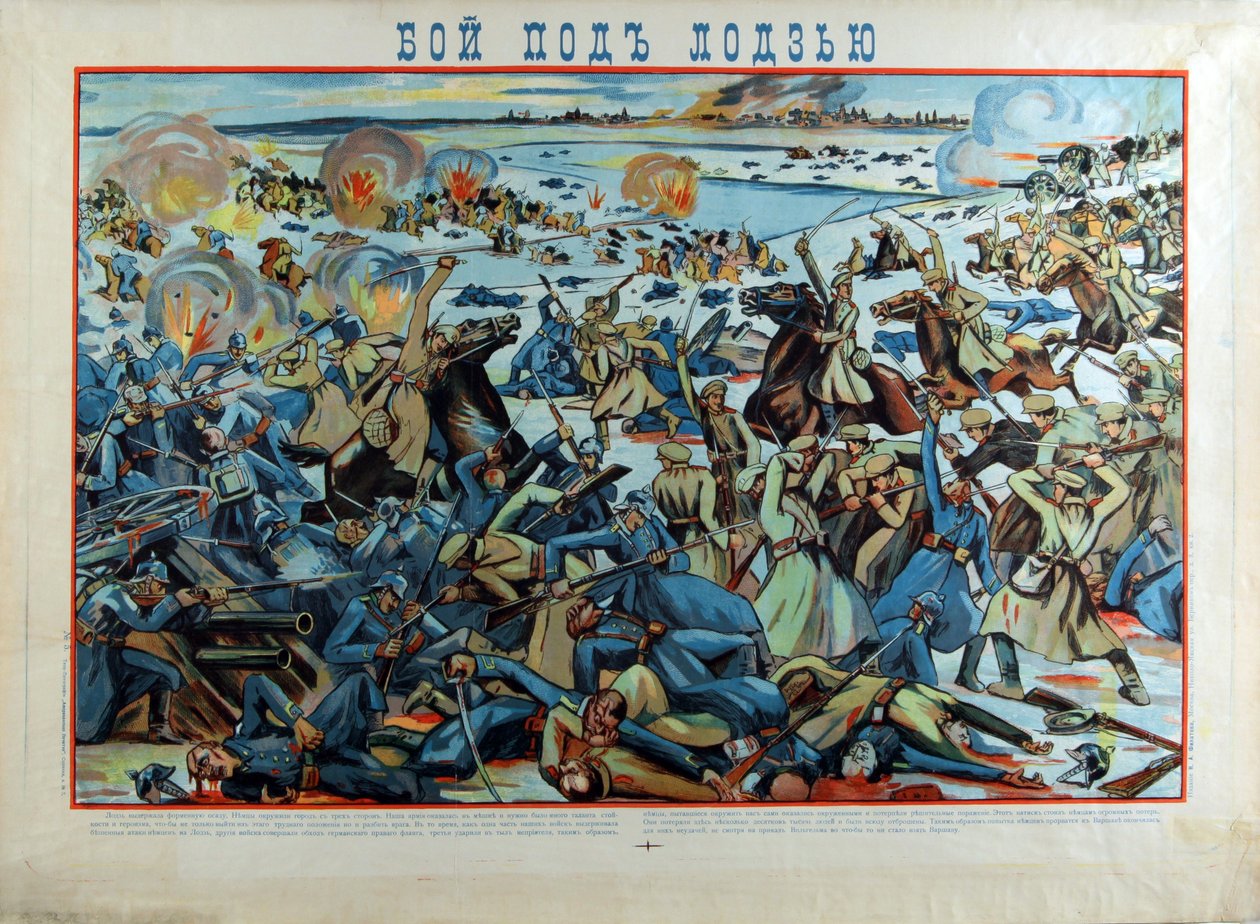 La batalla de Lodz enfrentando al ejército alemán y al ejército ruso (1914) - La batalla de Lodz por Anónimo de Anonymous Anonymous