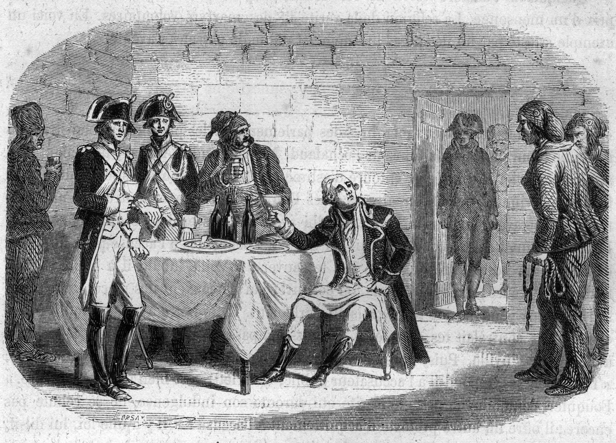 Último momento del Duque Armand Louis de Gontaut de Biron, general en jefe de los Ejércitos del Rin y Var; murió en 1793 - Grabado en “Histoire des Girondins” de Alphonse de Lamartine (1790-1869) 1865-1866. Colección privada de Anonymous Anonymous