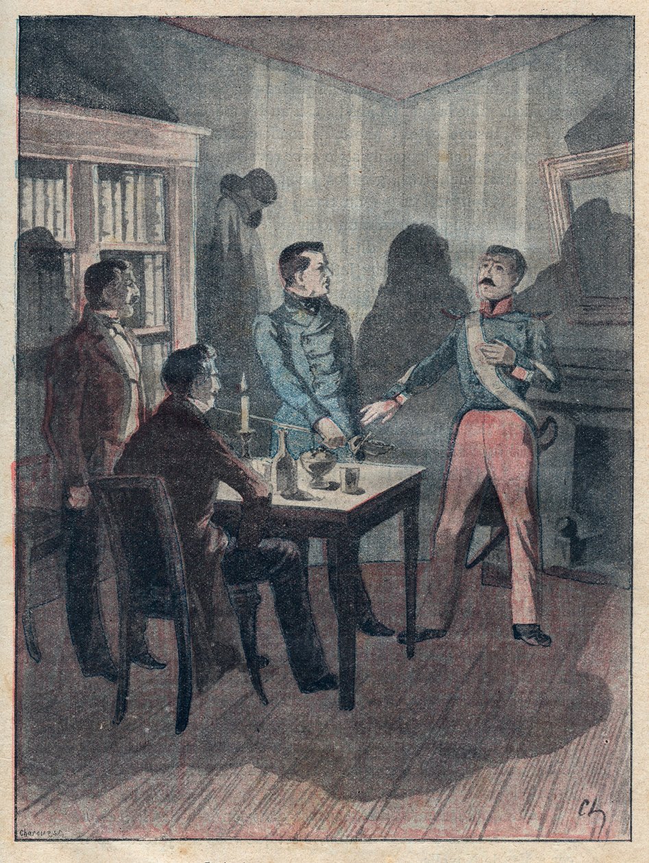 El juramento de Bories - grabado en “Los cuatro sargentos de La Rochelle gran narración histórica y dramática” por Jules Beaujoint - Alrededor de 1900 de Anonymous Anonymous
