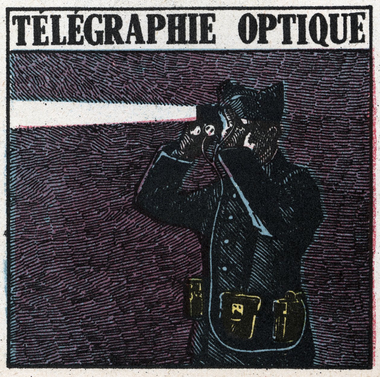 Señales luminosas: telegrafía óptica. Ilustración anónima de 1925. Colección privada. de Anonymous Anonymous