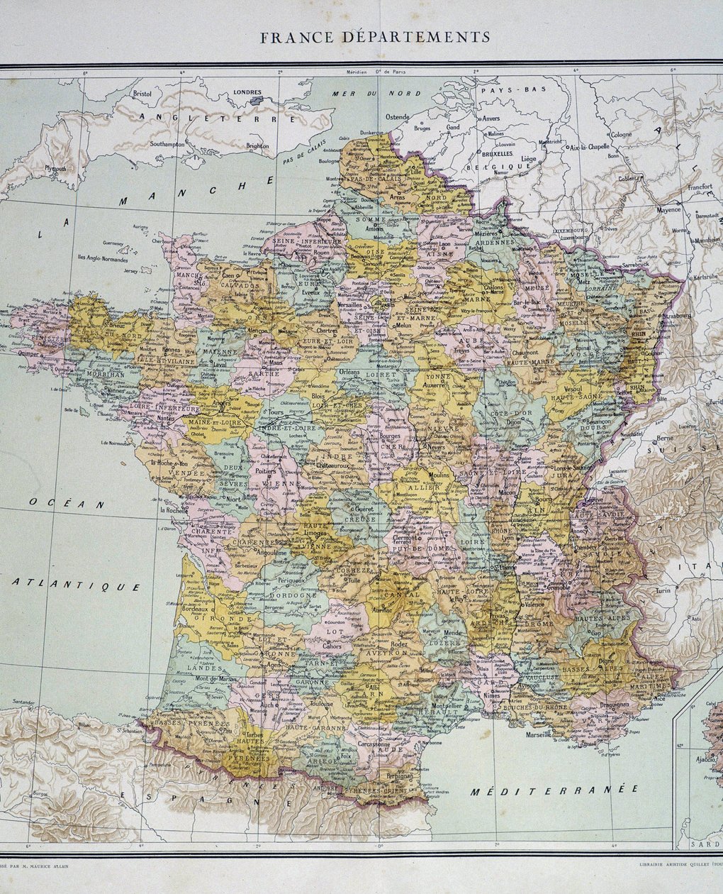 Mapa: Departamentos de Francia. Atlas de los años 1950. de Anonymous Anonymous