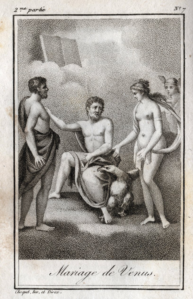 Matrimonio entre Marte y Venus. Grabado de 1819 en "Lettres a Emilie sur la mythologie" de Charles Albert Demoustier (1760-1801). Colección privada. de Anonymous Anonymous