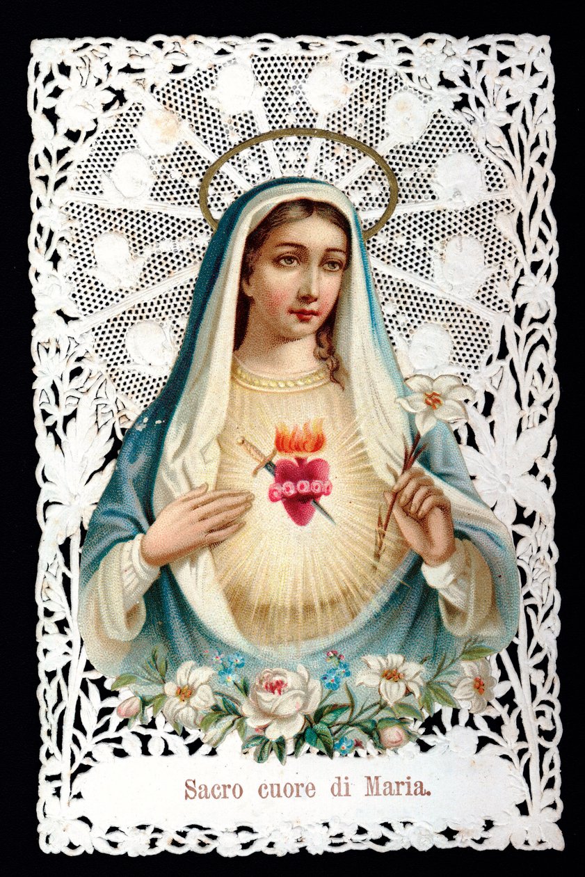 Mater dolorosa Sagrado Corazón. Imagen piadosa. Cromolitografía con recorte y dentado. Principios del siglo XX colección privada de Anonymous Anonymous