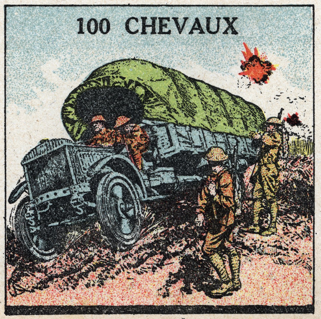 Tracción mecánica: camión militar de hasta 100 caballos de fuerza. Ilustración anónima de 1925. Colección privada. de Anonymous Anonymous