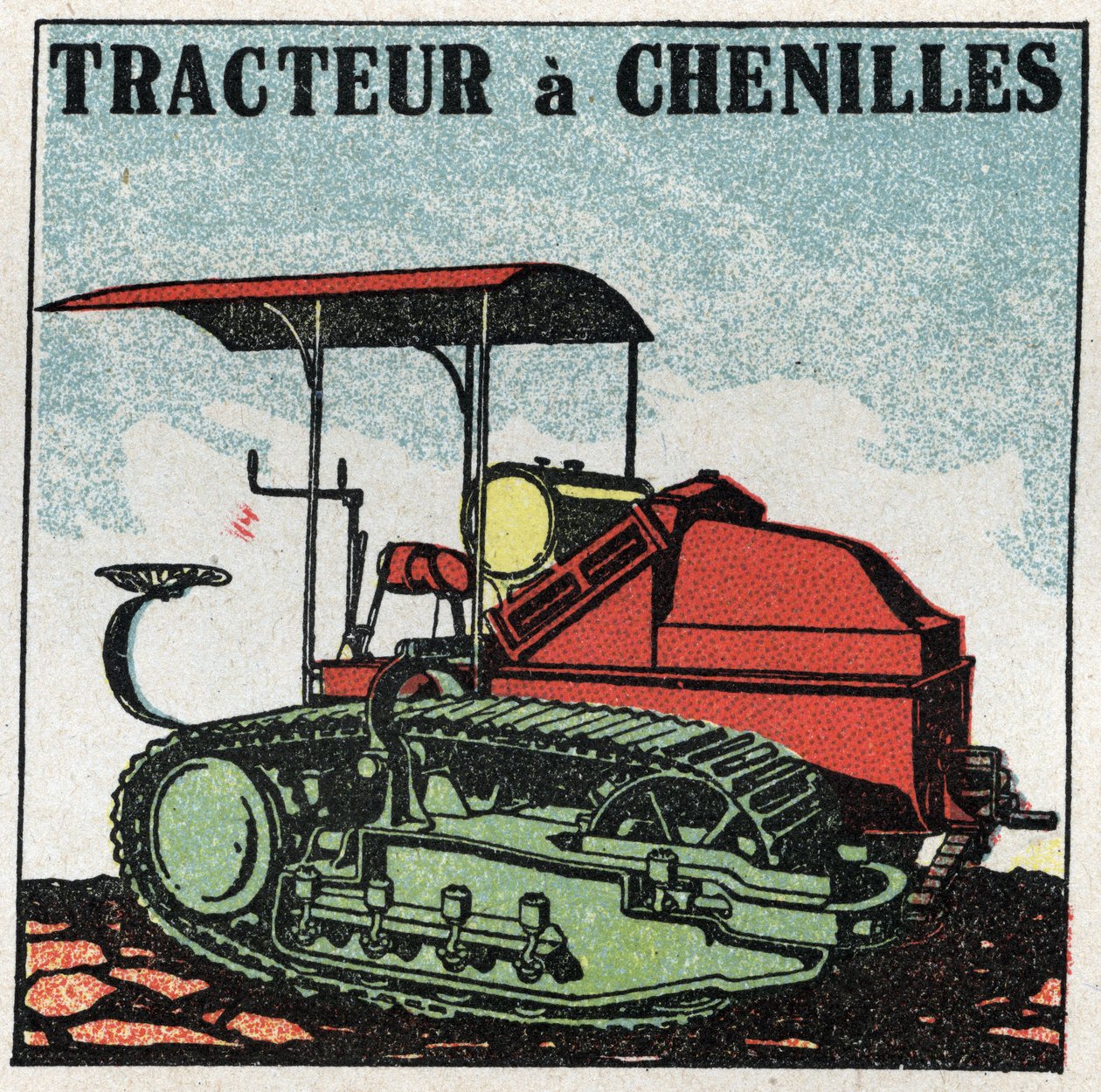 Tracción mecánica: tractor de orugas. Ilustración anónima de 1925. Colección privada. de Anonymous Anonymous