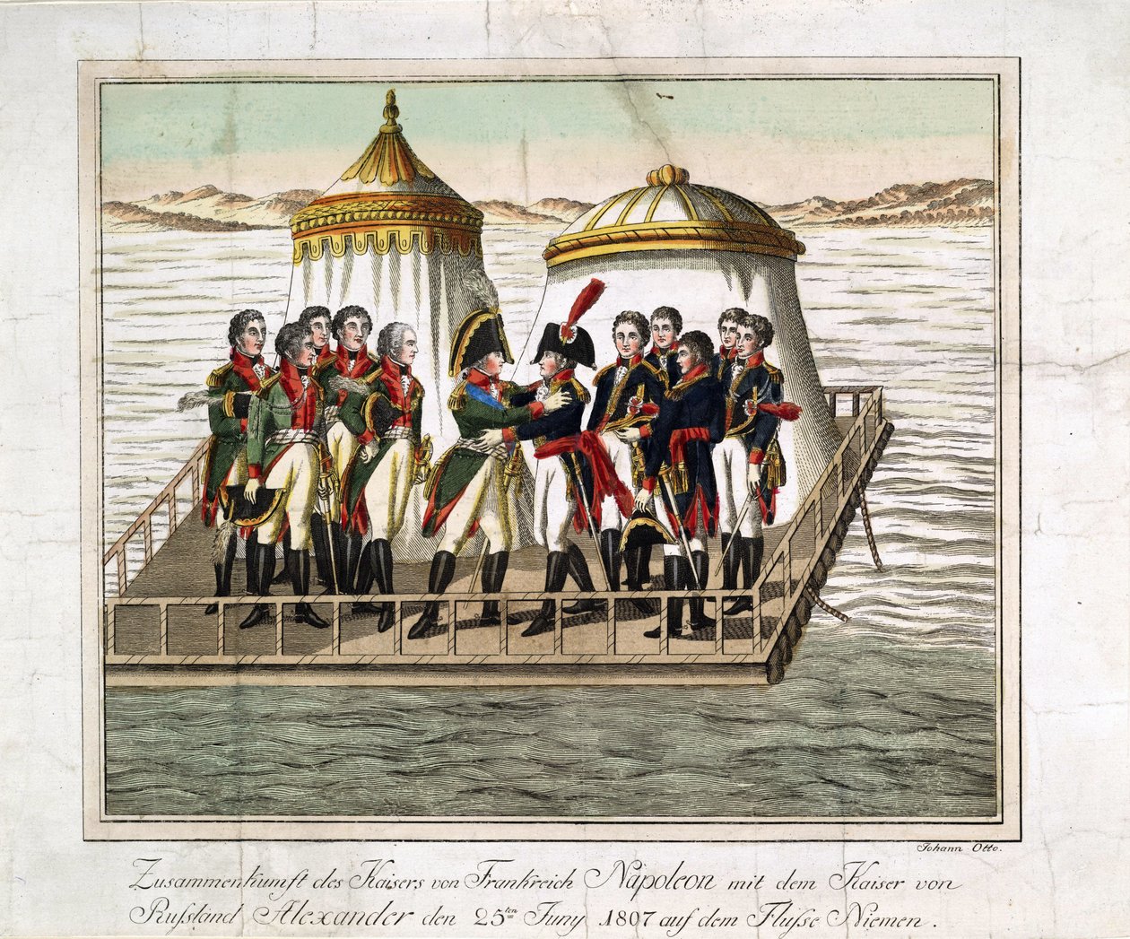 Encuentro de los Emperadores Alejandro I de Rusia y Napoleón I de Francia en el Neman cerca de Tilsit de Anonymous Anonymous