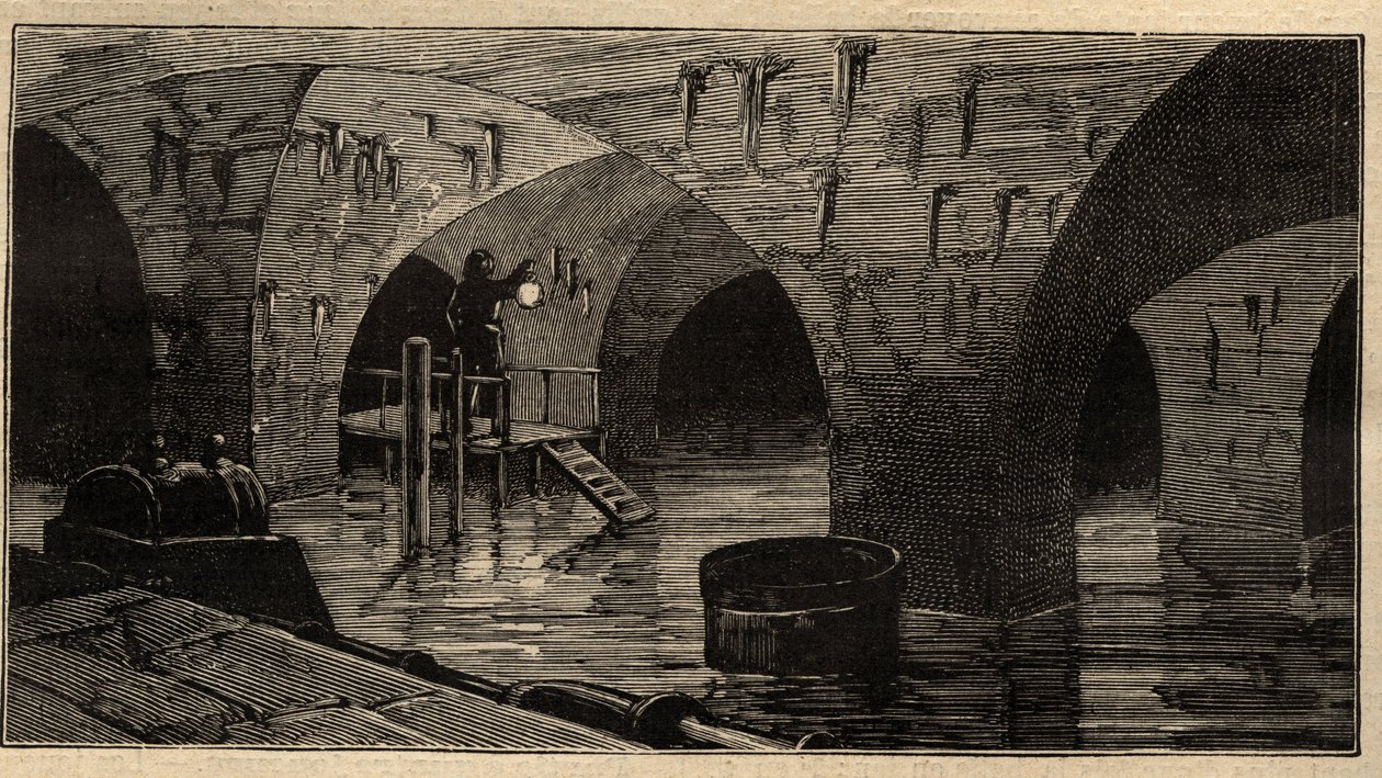 Reservorio de Menilamount - París - 1890 - grabado 1890 de Anonymous Anonymous